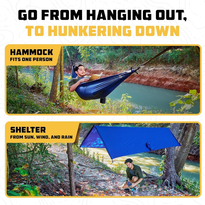 Wise Owl Outfitters 4in1 Hammock - Camping Hammock, Shelter Tarp, Poncho, and Footprint - Camping Essentials and Accessories for Campers