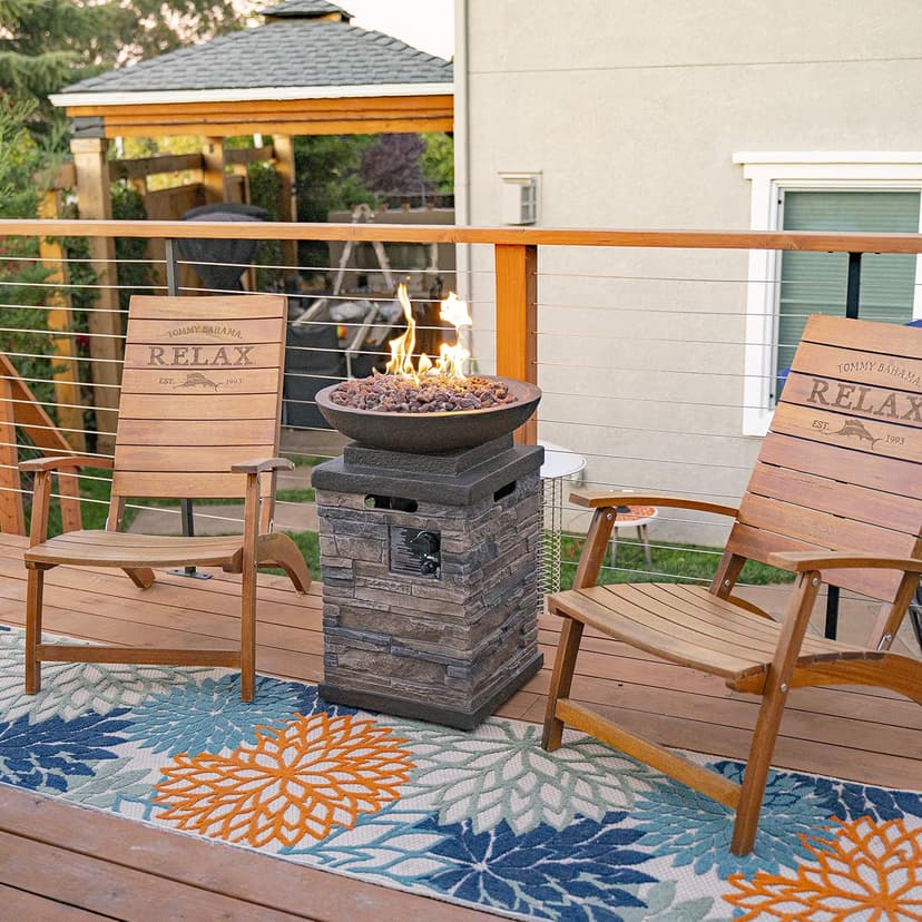 Bond Manufacturing 63172 Newcastle Propane Firebowl Column Realistic Look Firepit Heater Lava Rock 40,000 BTU Outdoor Gas Fire Pit 20 lb, Pack of 1, Natural Stone