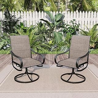 Sophia & William Patio Dining Chairs Metal Swivel Chairs Padded Textilene Set of 2 Outdoor Furniture for Lawn Garden Backyard Weather Resistant