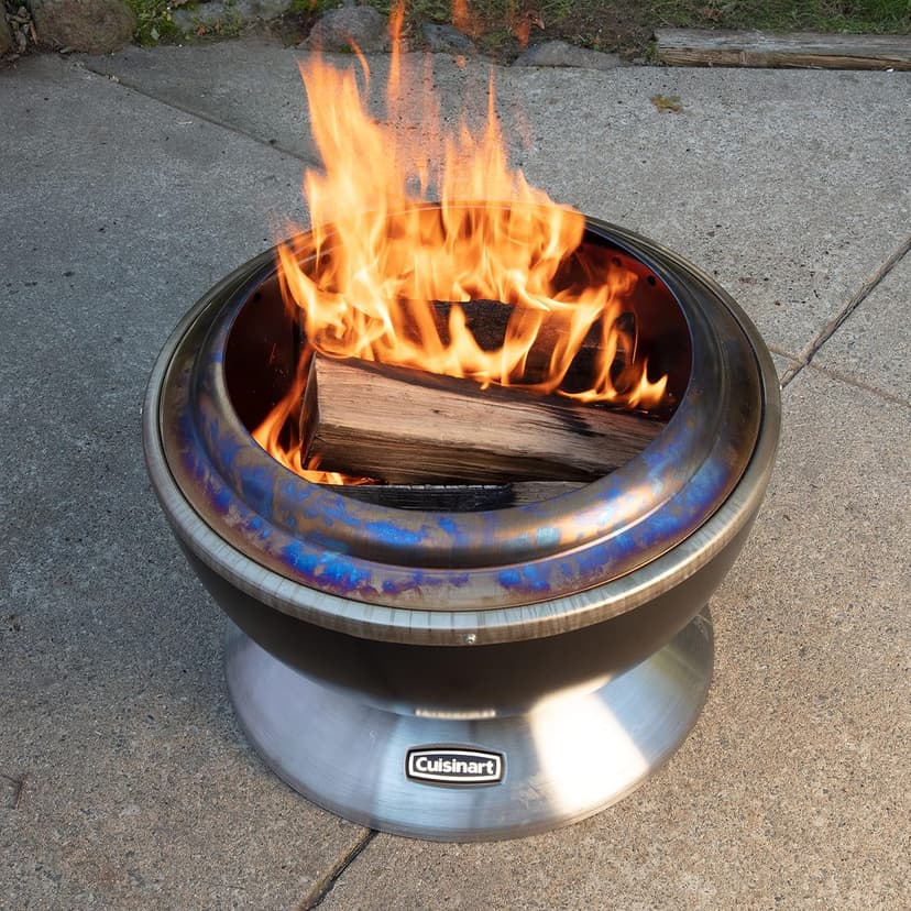 Cuisinart 24” Cleanburn Smokeless Fire Pit with Removable Base for Ash, Portable Outdoor Wood Burning Fireplace, Smoke Free Stainless Steel Outdoor Heater, Enhanced Airflow and Easy Cleanup