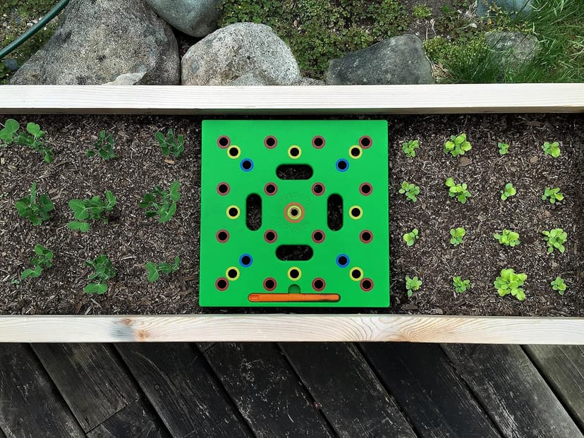 Seeding Square - Patented Seed and Seedling Spacer Tool for Bigger Harvests, Organized Plants & Fewer Weeds – Color-Coded Gardening Template with Magnetic Dibber, Ruler & Planting Guide