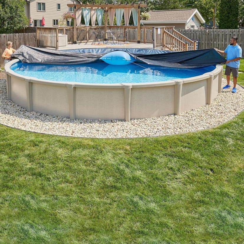 Doheny’s Commercial-Grade Winter Pool Covers for Above Ground Pools | Featuring Doheny’s Exclusive Tear Resistant Weave | The Best Winter Covers for Le$$! (12' x 24' Oval, Economy - 4 Yr.)