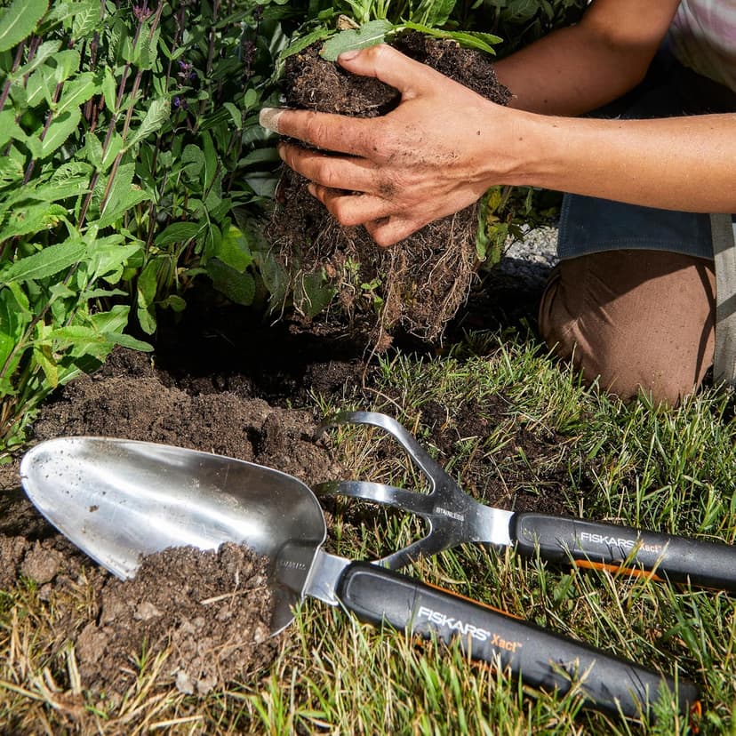 Fiskars Xact Hand Cultivator, Stainless Steel Weeder with SoftGrip Handle, Durable Garden Tool for Loosening and Aerating Soil, Ideal for Flower Beds and Garden Beds
