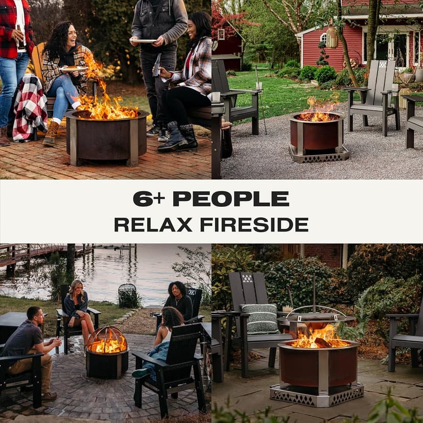 Breeo Smokeless FIrePit (X Series 24, Corten Steel) | 27.5 inch Smokeless Fire Pit for Outside | 62 Pounds | Ideal for Families Compatible with Wide Range of Breeo Accessories