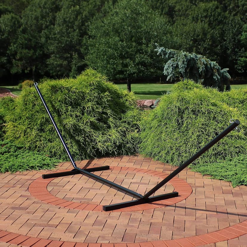 Sunnydaze Steel Hammock Stand for Outside - 350-Pound Capacity Indoor/Outdoor Hammock Stand Only - Black Powder-Coated Finish - 12-Foot