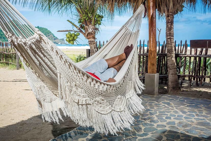 Handmade Macrame Hammock - Mayan, Matrimonial, Double, Brazilian - 100% Natural Cotton - King, Off-White