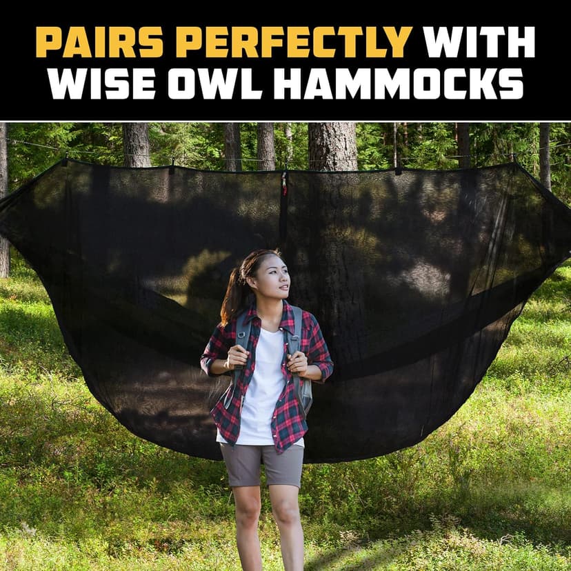 Wise Owl Outfitters Hammock Bug Net - The SnugNet Mosquito Net for Hammocks - Premium Quality, Waterproof, Mesh Hammock Netting w/Double-Sided Zipper - Essential Camping Gear