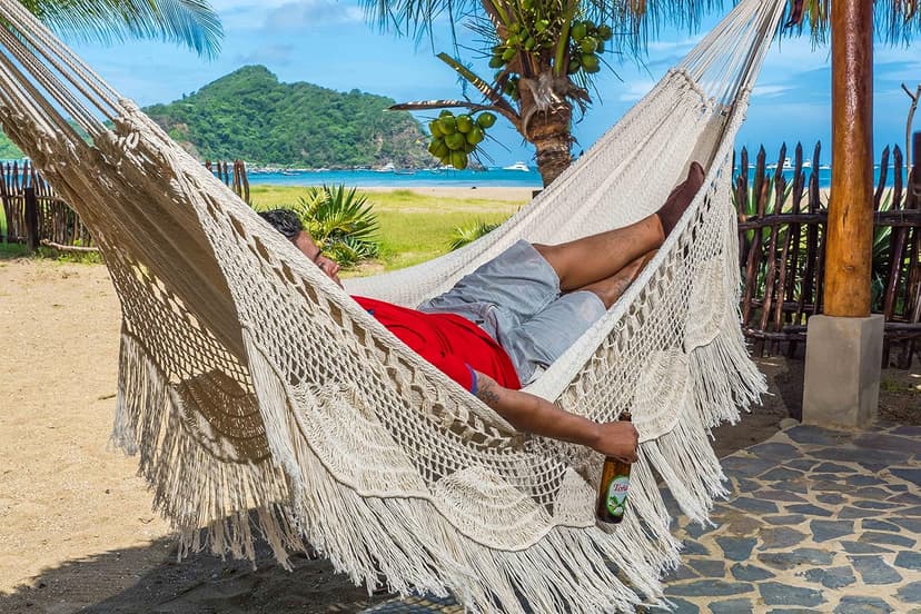 Handmade Macrame Hammock - Mayan, Matrimonial, Double, Brazilian - 100% Natural Cotton - King, Off-White