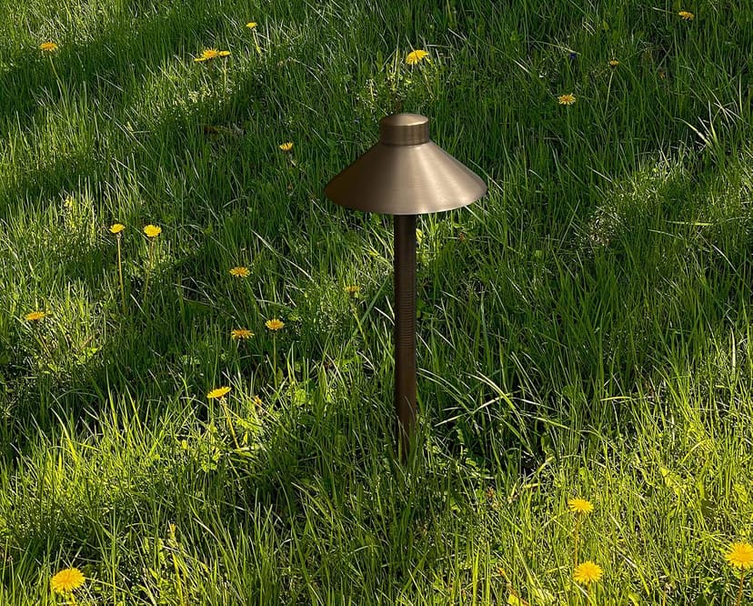 GKOLED Solid Brass Pathway Lights, Low Voltage LED Landscape Path Light, Outdoor Waterproof Accent Lighting, 12V AC/DC, 2700K Warm White, with 3W G4 LED Bulb & Large Rugged Slot Spike, 2 Pack