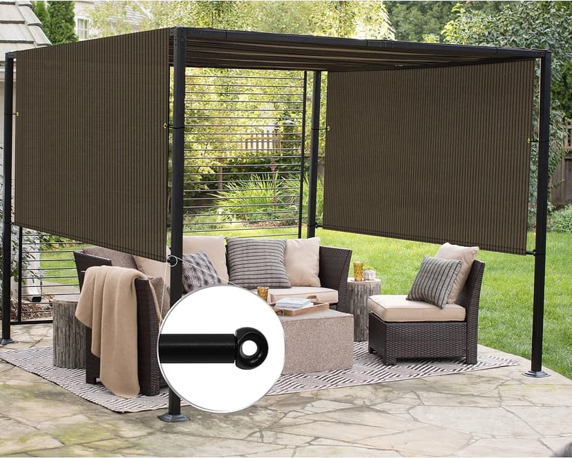 Patio Paradise 10' x 12' Pergola Canopy Replacement Cover Shade Cloth with Grommets Weighted Rods Outdoor Sun Shade Screen UV Block for Gazebo Backyard Deck Porch Balcony, Brown
