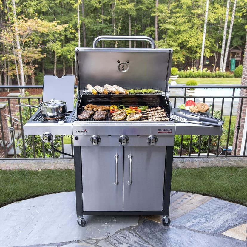 Char-Broil® Performance Series™ TRU-Infrared Cooking Technology 3-Burner with Side Burner Cabinet Style Propane Gas Stainless Steel Grill - 463371719