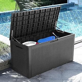 YITAHOME 100 Gallon Large Deck Box, Outdoor Resin Storage Boxes for Patio Furniture, Outdoor Cushions, Garden Tools, Water Resistant and Lockable