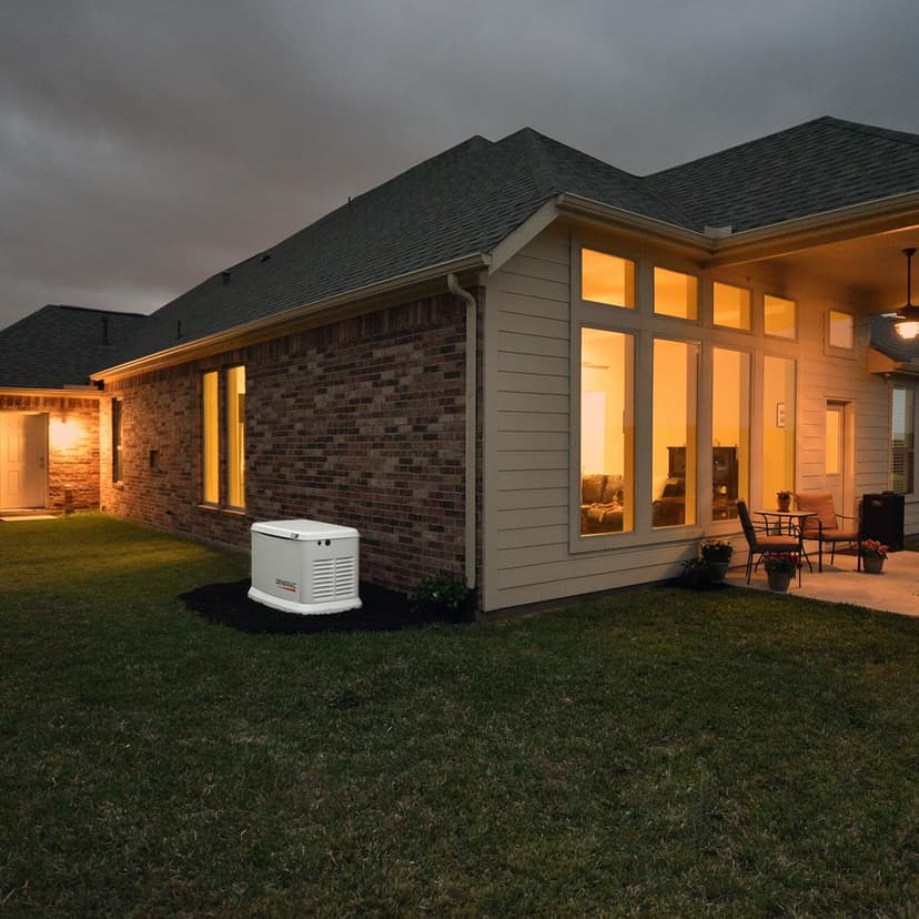 Generac Guardian 10kW Home Standby Generator with 100 Amp Transfer Switch, Durable All Aluminum, WiFi Enabled with G-Force Engine, Easy to Use, Whole House Power Backup, Smart Outage Solution - Bisque