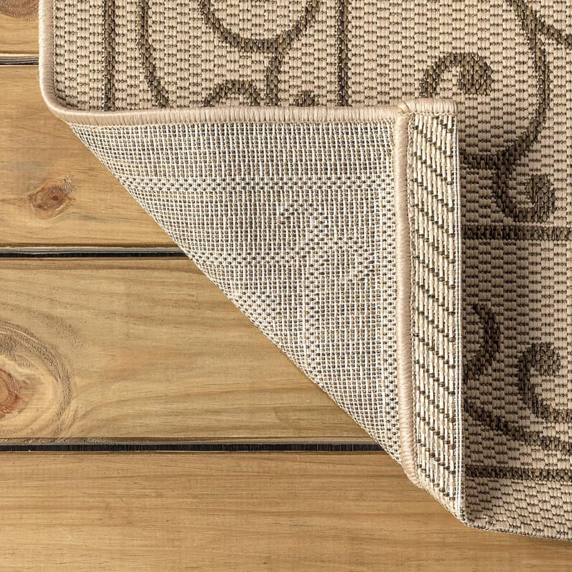 JONATHAN Y SMB106A-8 Charleston Vintage Filigree Textured Weave Indoor Outdoor Area Rug Classic Coastal Easy Cleaning Bedroom Kitchen Backyard Patio Non Shedding, 8 X 10, Beige/Brown