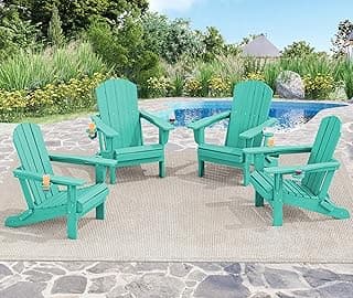 SERWALL Adirondack Chair with Cup Holders - Composite Adirondack Chairs Set of 4 HDPE Outdoor Chairs All Weather Use- Aruba