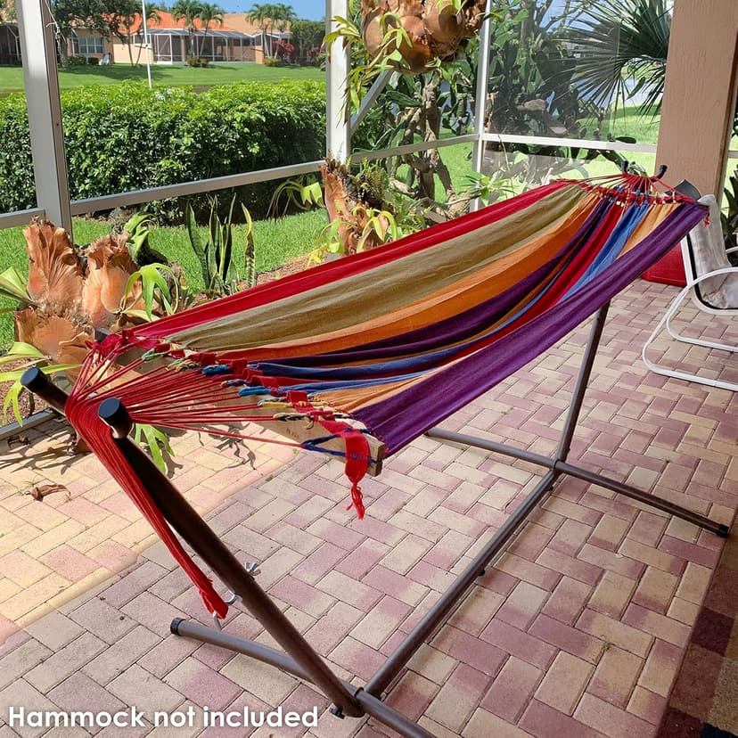 Sunnydaze Brazilian Portable Steel Hammock Stand for Outside with Carrying Case - 400-Pound Capacity Hammock Frame - Bronze Finish