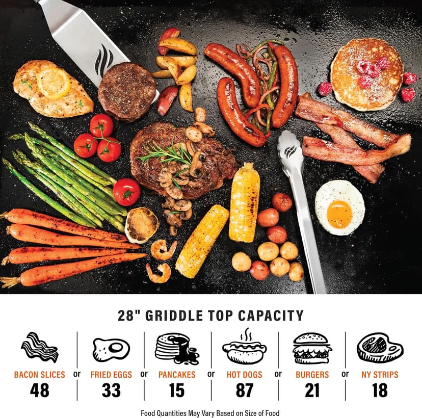 BLACKSTONE 2311 Iron Forged 28” Omnivore Griddle with X-Braced Hood, Powder Coated Steel, Black