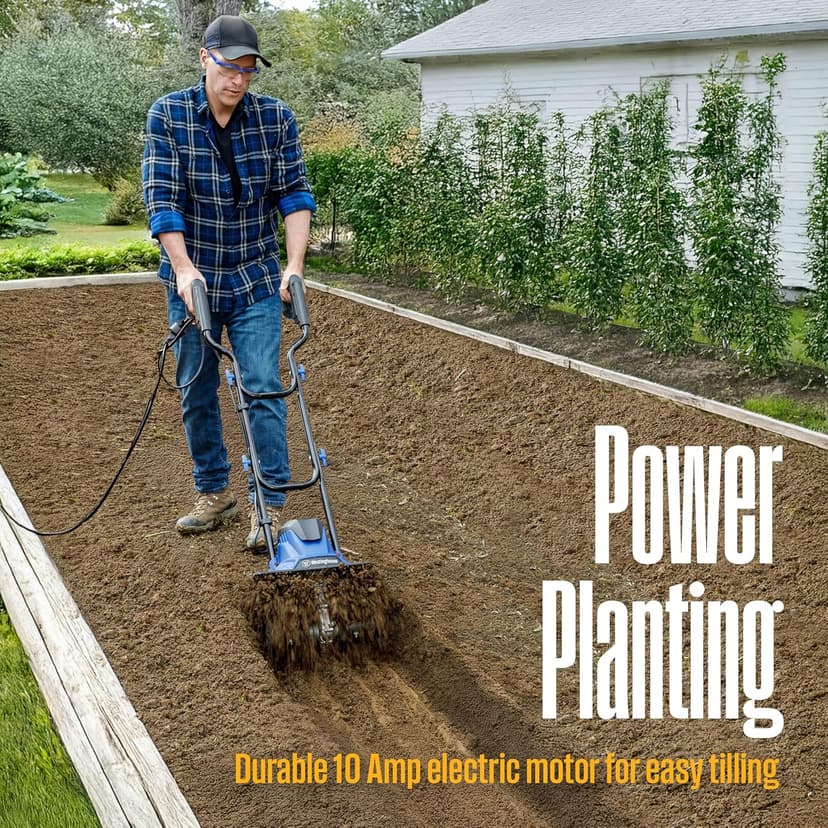 Westinghouse 14-Inch, 10 Amp Corded Electric Tiller Cultivator for Gardening, with 4 Steel Blades