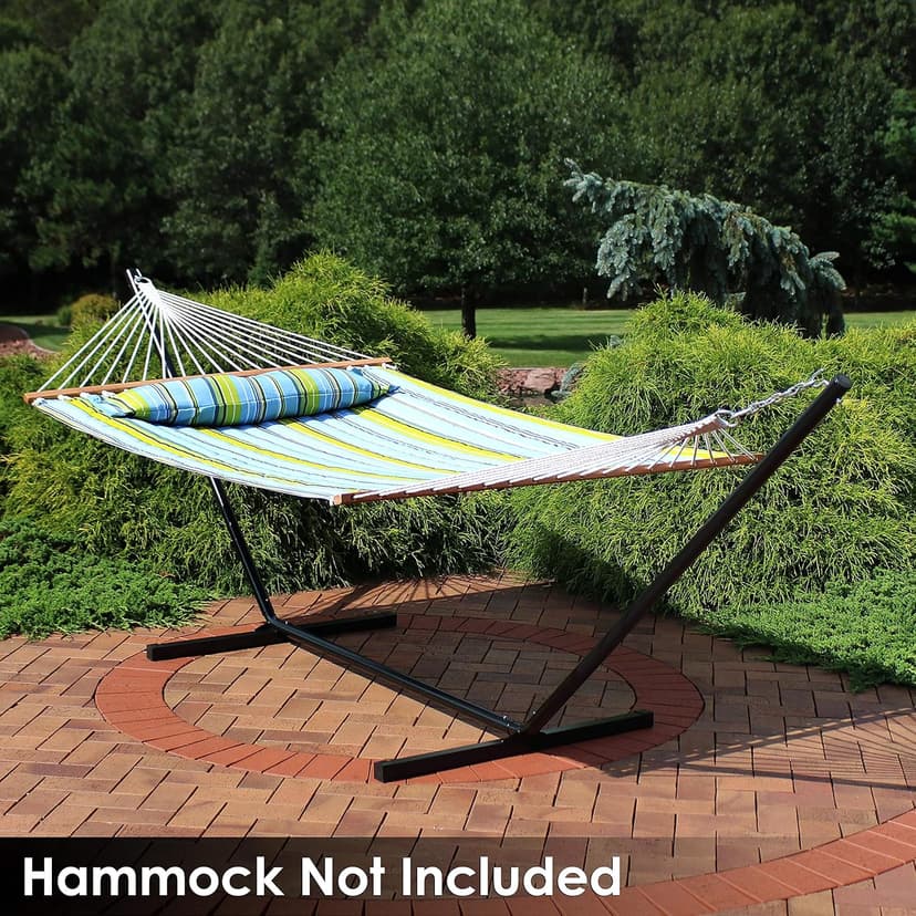 Sunnydaze Steel Hammock Stand for Outside - 350-Pound Capacity Indoor/Outdoor Hammock Stand Only - Black Powder-Coated Finish - 12-Foot
