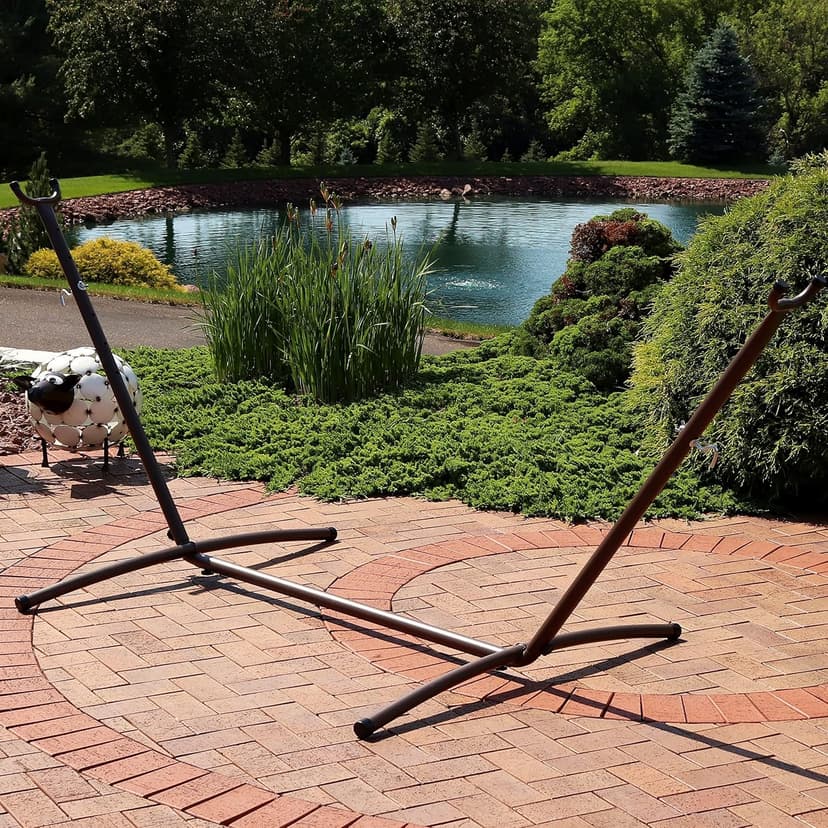 Sunnydaze Brazilian Portable Steel Hammock Stand for Outside with Carrying Case - 400-Pound Capacity Hammock Frame - Bronze Finish