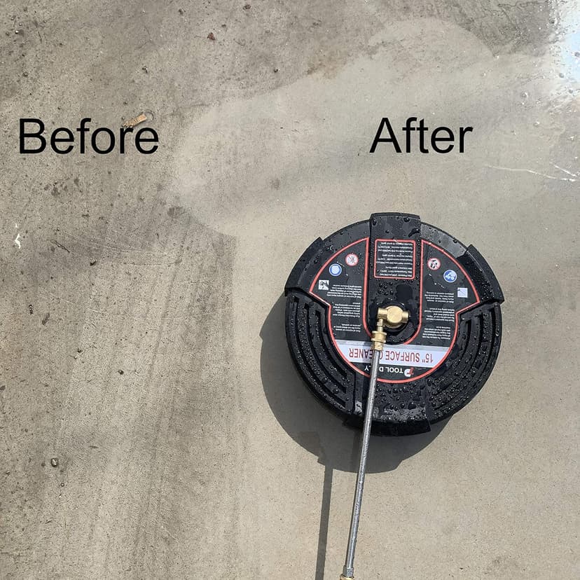 Tool Daily 15 Inch Pressure Washer Surface Cleaner Attachment with Wheels, with 2 Power Washer Extension Wands and 2 Replacement Nozzles, 3600 PSI, Black