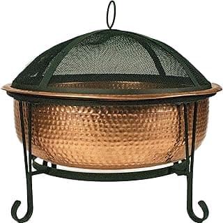 Global Outdoors 26" Genuine Copper Fire Pit with Screen, Cover and Safety Poker