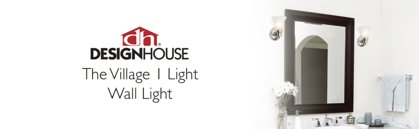 Design House 504977 The Village Traditional 1-Light Indoor Dimmable Wall Sconce with Frosted Flute Glass and Twist On/Off Switch for Bathroom Bedroom Hallway, Satin Nickel