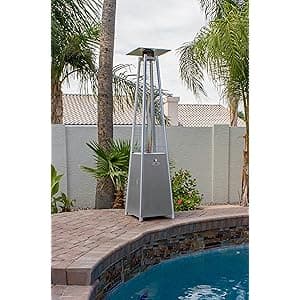Hiland HLDS01-GTSS Pyramid Glass Tube Patio Heater, 48,000 BTU, Stainless Steel, CSA certified
