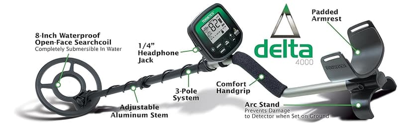 Teknetics Delta 4000 Metal Detector for Adults Features an 8" Waterproof Coil and a User-Friendly Design, Making it Perfect for Coin Shooting, relic Hunting and General Treasure Hunting