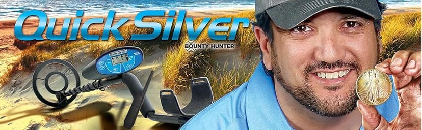Bounty Hunter Quick Silver Metal Detector for Adults and Kids with Free Pinpointer – Lightweight Design, Target ID, and Discrimination for Coins, Relics, and Jewelry Detection