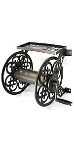 Liberty Garden Products 703-2 Multi-Purpose Steel Garden Wall/Floor Mount Hose Reel, Tan Poly