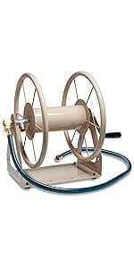 Liberty Garden Products 703-2 Multi-Purpose Steel Garden Wall/Floor Mount Hose Reel, Tan Poly