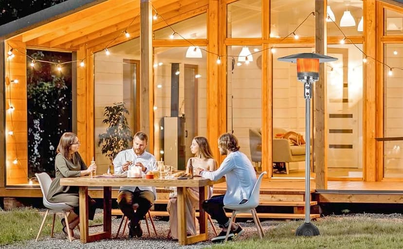 Fire Sense 61445 Natural Gas Patio Heater 45,000 BTU With Electric Ignition System For Residential - Stainless Steel