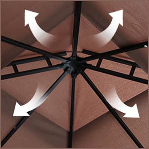 10'x10' Outdoor Patio Gazebo Heavy Duty Steel Frame Canopy with Double Roof, Privacy Curtains, for Garden, Backyard, and Lawn (Brown)