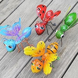 GIFTME 5 Metal Garden Sculptures Statues Yard Art Decoration,Set of 4 Garden Decor Perfect Hanging The Tree, Porch,Backyard or Patio Wall Decor