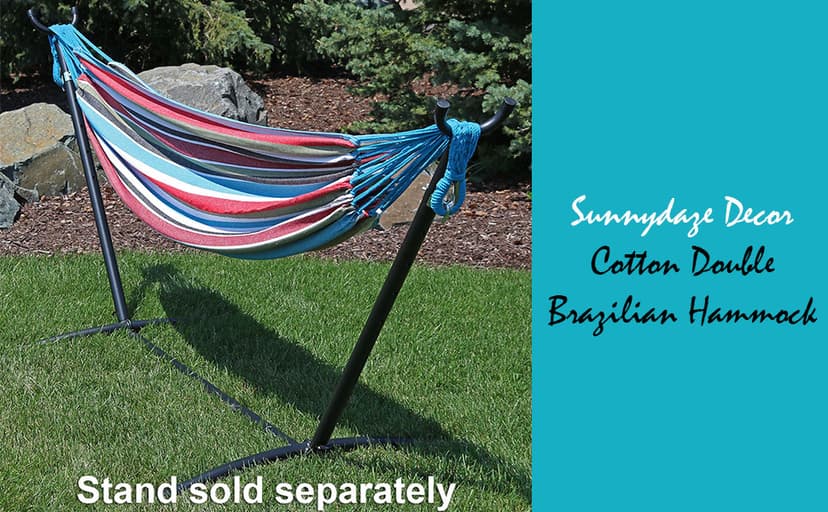 Sunnydaze Double Brazilian Cotton Hammock for Outside - 450-Pound Capacity Outdoor Hammock - Sea Grass