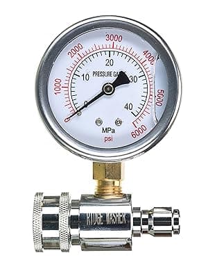 RIDGE WASHER Pressure Washer Gauge with 3/8 Inch Quick Connect Socket and Plug, 6000 PSI