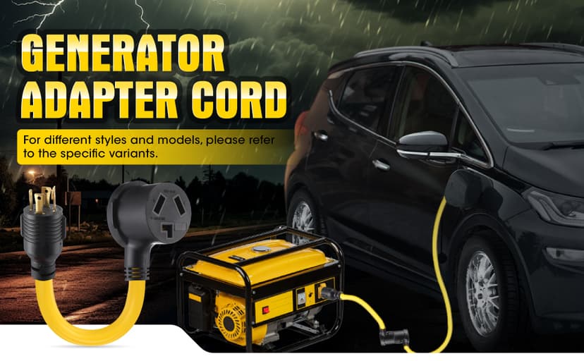 Generator to Dryer Adapter Cord NEMA L14-30P to 10-30R 30 Amp, ETL Listed, 4 Prong Locking Generator Male to 3 Prong Dryer Female for EV, 10 AWG STW, 1FT