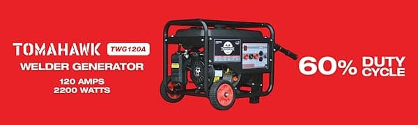 TOMAHAWK Welder Generator Stick Welder Engine Driven 120 Amp 7 HP Gasoline Portable 2,200 Watt Quiet Inverter Generator Engine