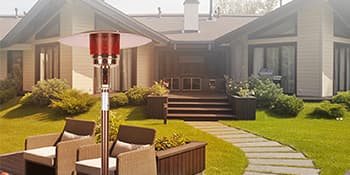 Outdoor Mushroom Heater Patio Propane 48,000 BTU for Outdoor Heating Deck Heater with Umbrella Dome and Wheeled Floor-standing Rust Free for Patio Porch and Backyards