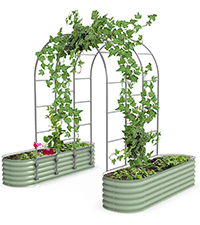 Vego garden Raised Garden Bed Kits, 17" Tall 9 in 1 8ft X 2ft Metal Raised Planter Bed for Vegetables Flowers Ground Planter Box-British Green