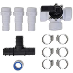 vidaXL Solar Pool Heater Bypass Kit - Comprehensive Package with Switchable Valve, T-Connector, Steel Clamps, and Tube Couplings - Made for Efficient Solar Heating