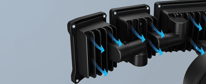 Olafus 100W Flood Light Outdoor, Switch Controlled 10000LM LED Security Light, IP65 Waterproof Outside Floodlight with 5 Adjustable Heads, 6500K Exterior Flood Light Fixture Wired for House Yard Black