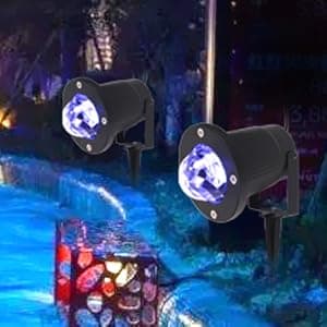 KOOT Water Wave Lights Projector Outdoor Waterproof LED Ripple Garden Lights RGBW 10 Colors Water Effect or Flame Fire Effect with Remote for Patio Christmas Halloween Wedding Swimming Pool Display