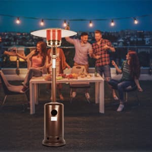 Outdoor Mushroom Heater Patio Propane 48,000 BTU for Outdoor Heating Deck Heater with Umbrella Dome and Wheeled Floor-standing Rust Free for Patio Porch and Backyards