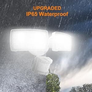 LEPOWER LED Motion Sensor Security Lights Outdoor, 30W 3200LM, 5500K, IP65 Waterproof, 2 Head Motion Detector Flood Light for Garage, Yard, Porch, White (NOT Solar Powered)