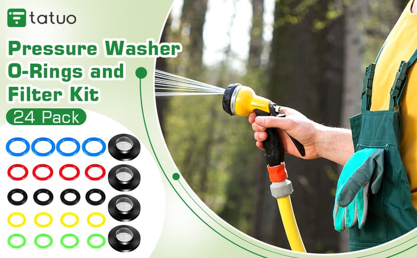 24 Pack O-Ring Power Pressure Washer Kit 6 Sizes for Power Pressure Washers, Pump, Hose, Gun, Wand and Lance