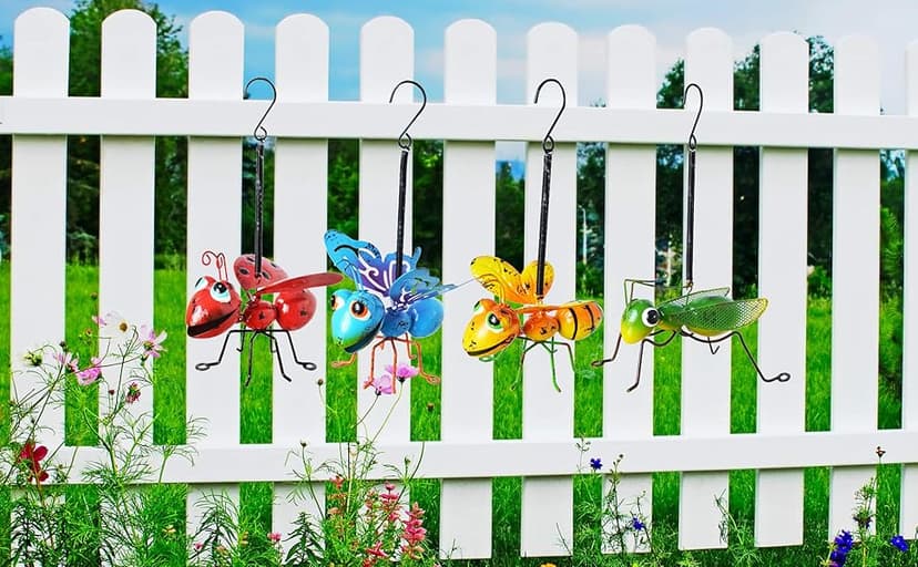 GIFTME 5 Metal Garden Sculptures Statues Yard Art Decoration,Set of 4 Garden Decor Perfect Hanging The Tree, Porch,Backyard or Patio Wall Decor