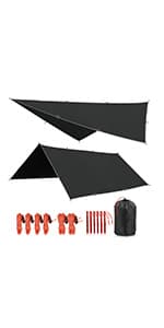 REDCAMP Hammock Rain Fly Camping Tarp Waterproof, 10x10ft Lightweight Backpacking Rain Tarp Shelter for Hiking Outdoor, Green