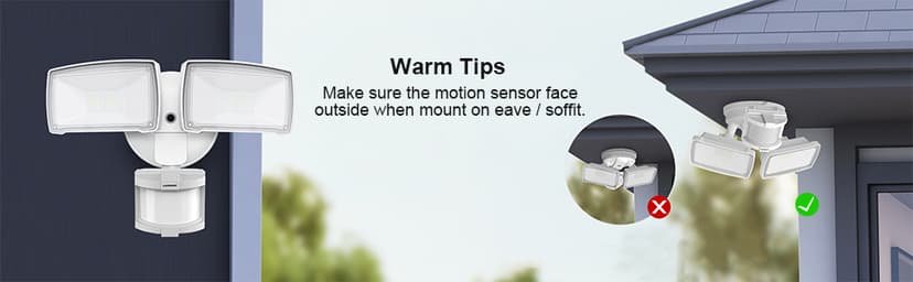 LEPOWER LED Motion Sensor Security Lights Outdoor, 30W 3200LM, 5500K, IP65 Waterproof, 2 Head Motion Detector Flood Light for Garage, Yard, Porch, White (NOT Solar Powered)